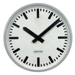 Grey Industrial Wall Clock from Benzing, 1960s