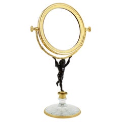 Early 19th Century Bronze Crystal Putto Table Mirror, Attr. Escalier de Cristal