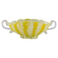 Vintage Murano Bowl with Handles in Mouth-Blown Art Glass, 1960s