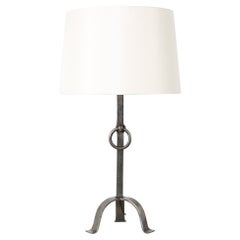Mid-Century Forged Iron Table Lamp