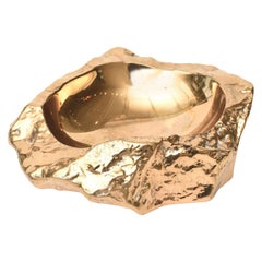 Vergoldete Bronze Chunky Nugget-Schale/Skulptur, Ablageschale oder Schreibtischzubehör, Vintage