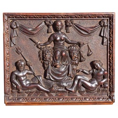 Carved Walnut Panel "The Scales of Justice" Renaissance Style 19th Century