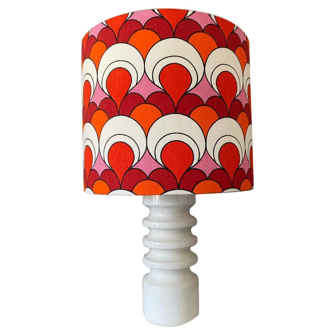 Seventies Dümler & Breiden White Glaze Table Lamp with New Lamp Shade For Sale