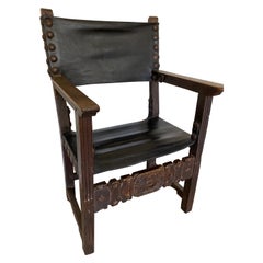 Vintage Spanish Renaissance Style Throne Arm Chair