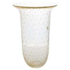 Italian Art Glass Murano Vase Gold Flakes and Bubbles by Gambaro & Poggi