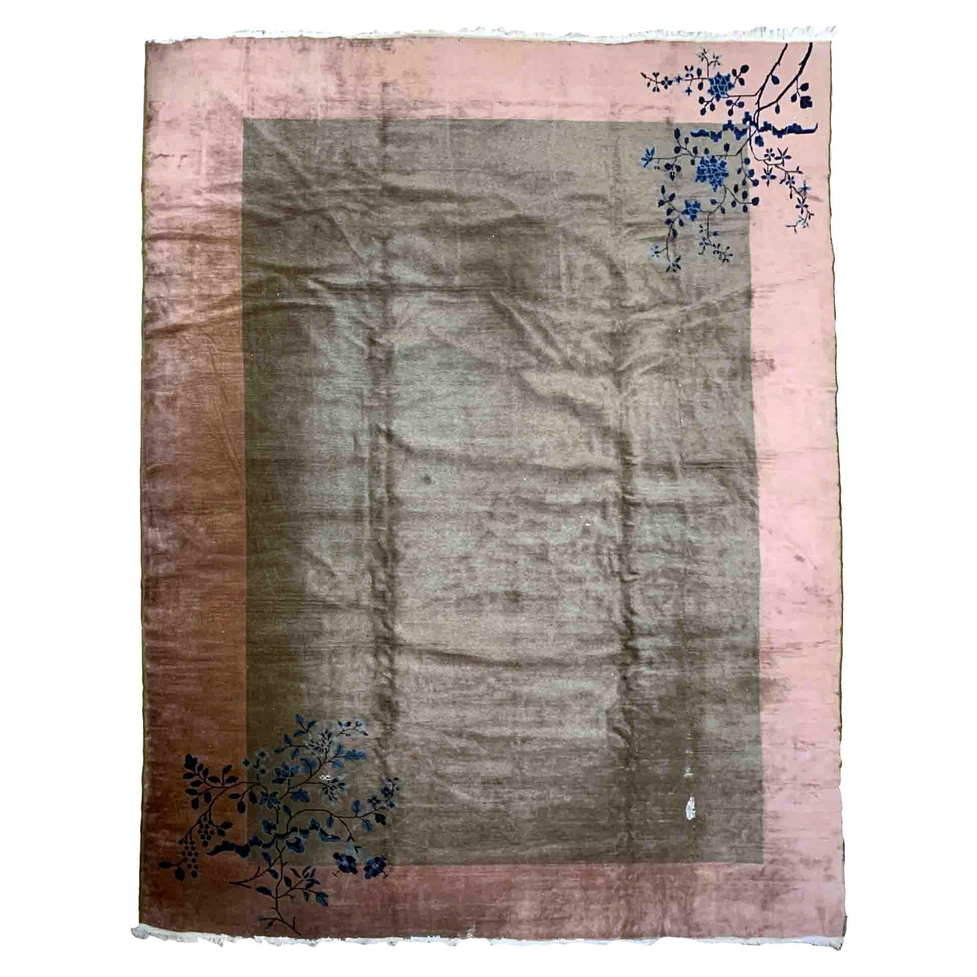Handgefertigter antiker chinesischer Art-Déco-Teppich, 1920er Jahre, 1B911