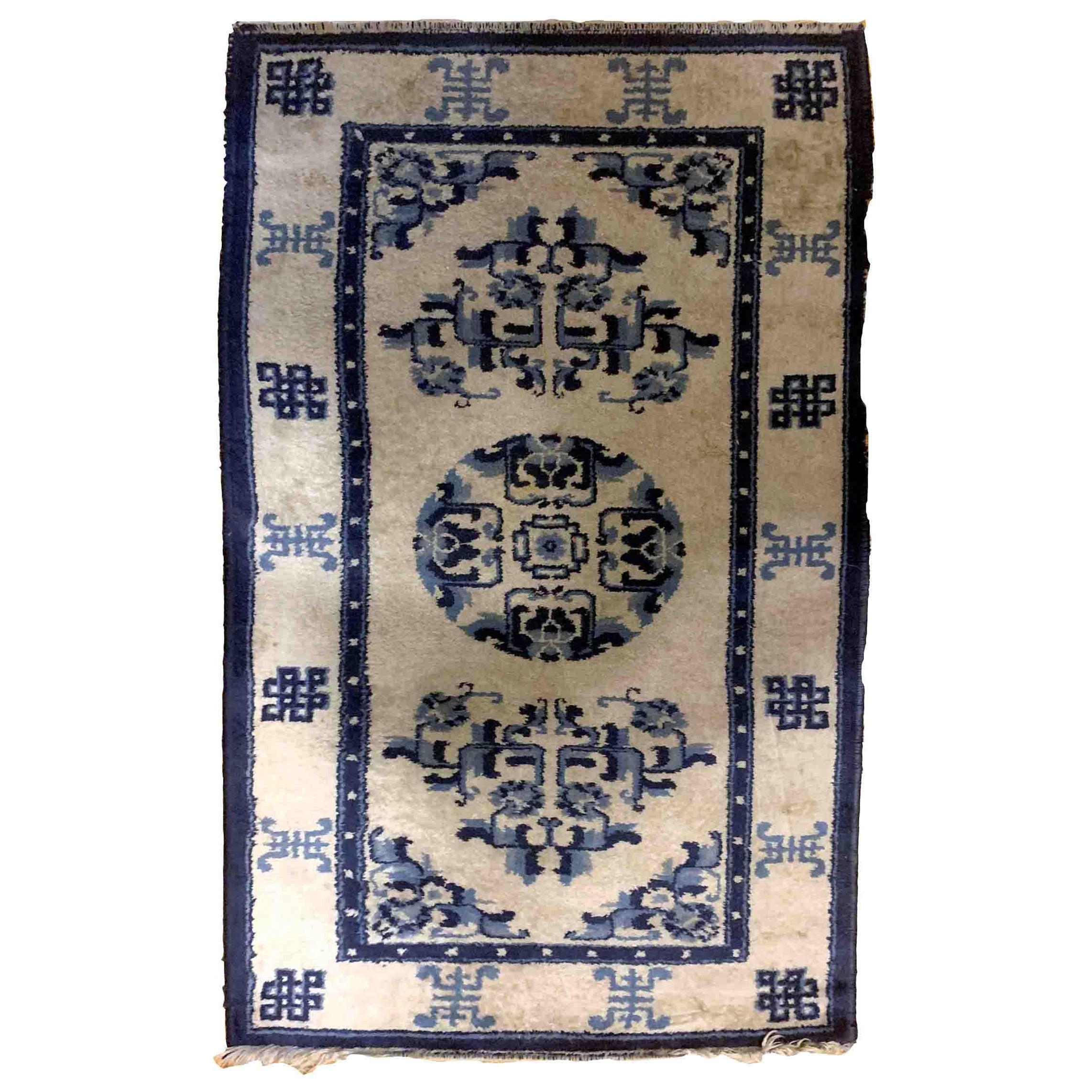 Handgefertigter antiker chinesischer Peking-Teppich, 1900er Jahre, 1B891