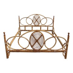 Vintage Double Bed Mid-Century Italian Design Solid Bamboo, 1950s