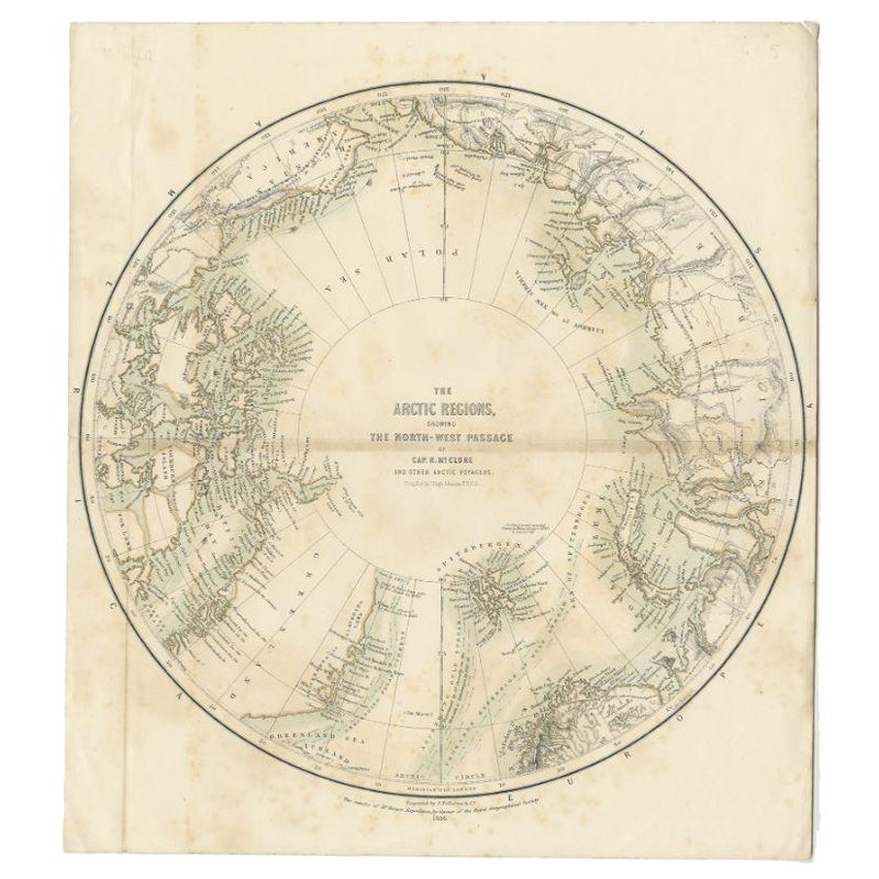 Antique Map of the North Pole by Fullarton, 1856 For Sale