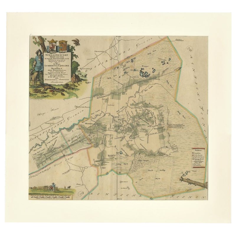 Antique Map of the Ooststellingwerf Township Friesland by Halma, 1718 For Sale