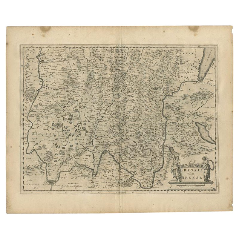 Antique Map of the Region of Bresse by Janssonius, 1657 For Sale