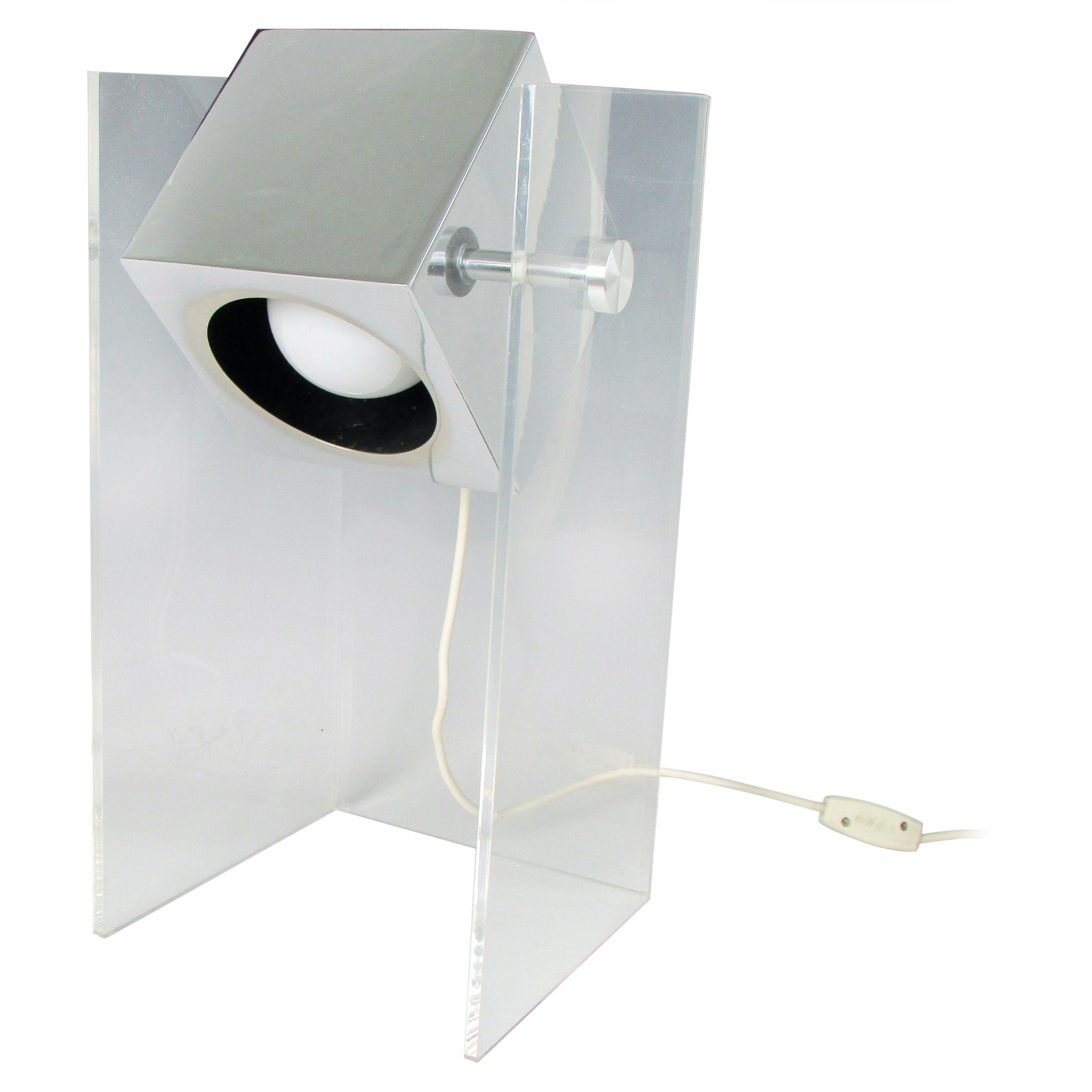 Verstellbare Lucite-Kasten-Tischlampe im Gino Sarfatti-Stil