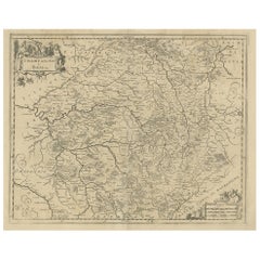 Antique Map of the Region of Champagne and Brie, France, by Janssonius, c.1650