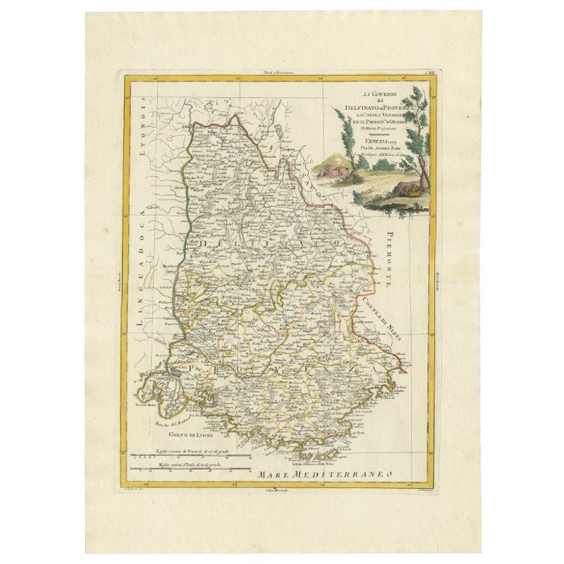 Antique Map of the Region of Dauphiné by Zatta, 1779 For Sale