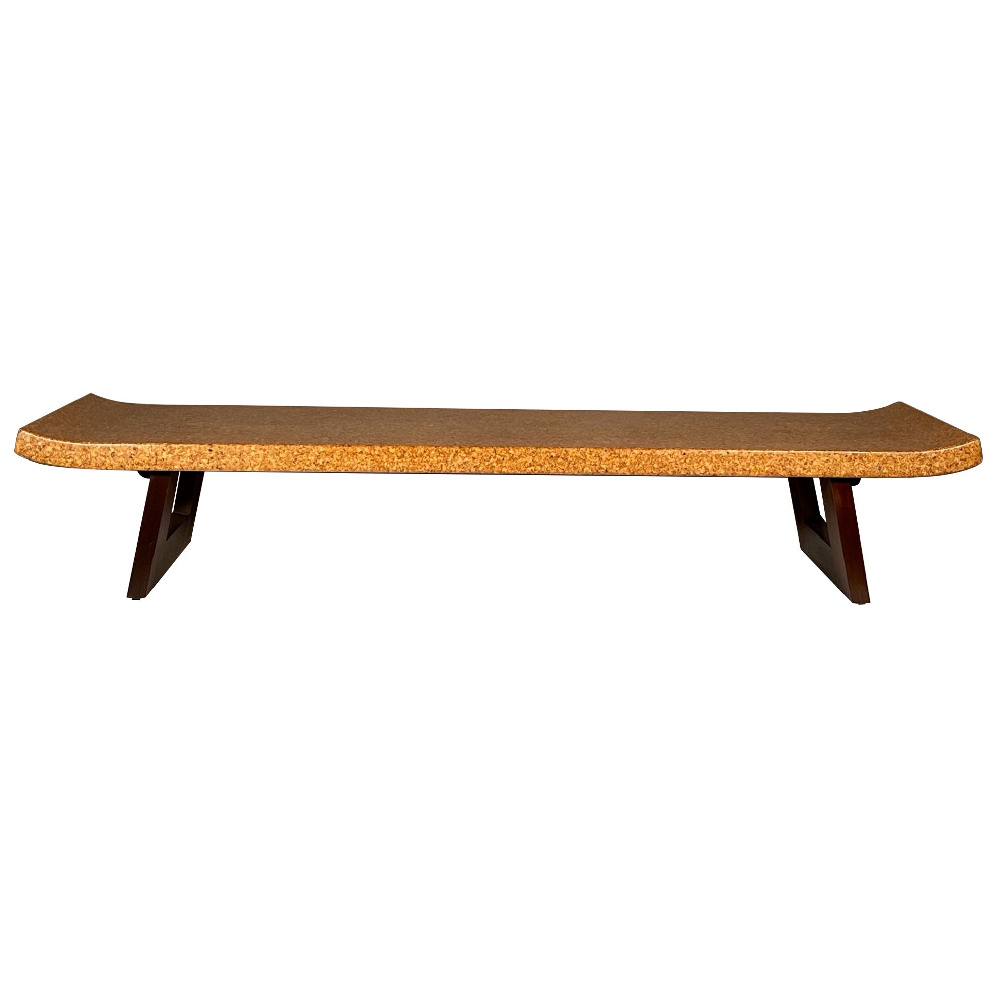 Classic Paul Frankl Bench with Cork Top and Raised Ends