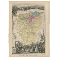 Antike Karte der Provinz Konstantin, Algerien, von Migeon, 1880