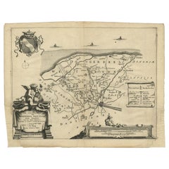 Antique Map of the Region of Dongeradeel by Schotanus, 1664