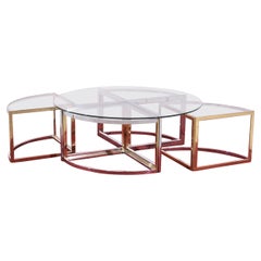 Maison Charles / Round Coffee Table with Nesting Tables Bi-Colored