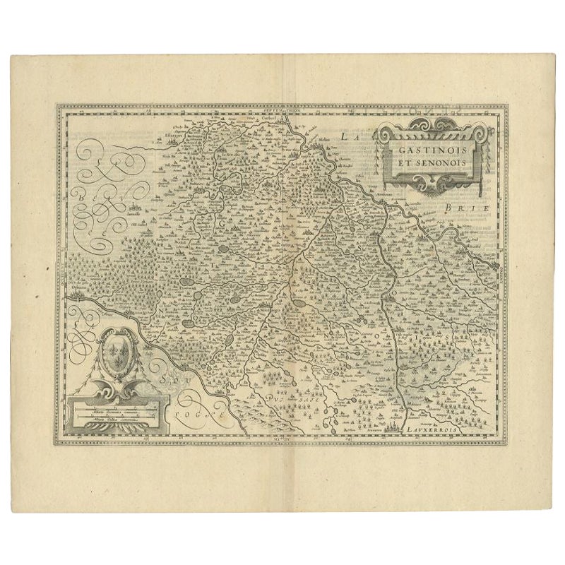 Antique Map of the Region of Étampes and Sens by Janssonius, c.1650 For Sale