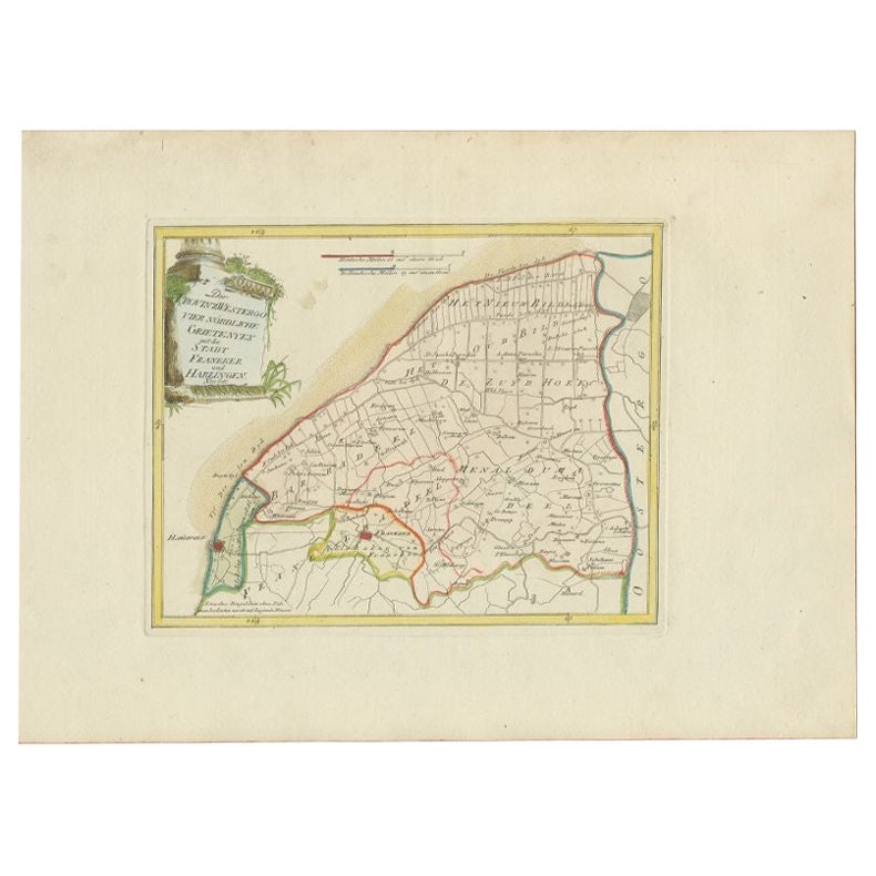Antique Map of the Region of Franeker and Harlingen by Von Reilly, 1791 For Sale