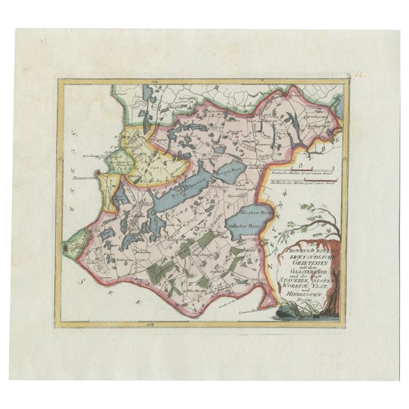 Antique Map of the Region of Gaasterland, Friesland, The Netherlands, 1791 For Sale