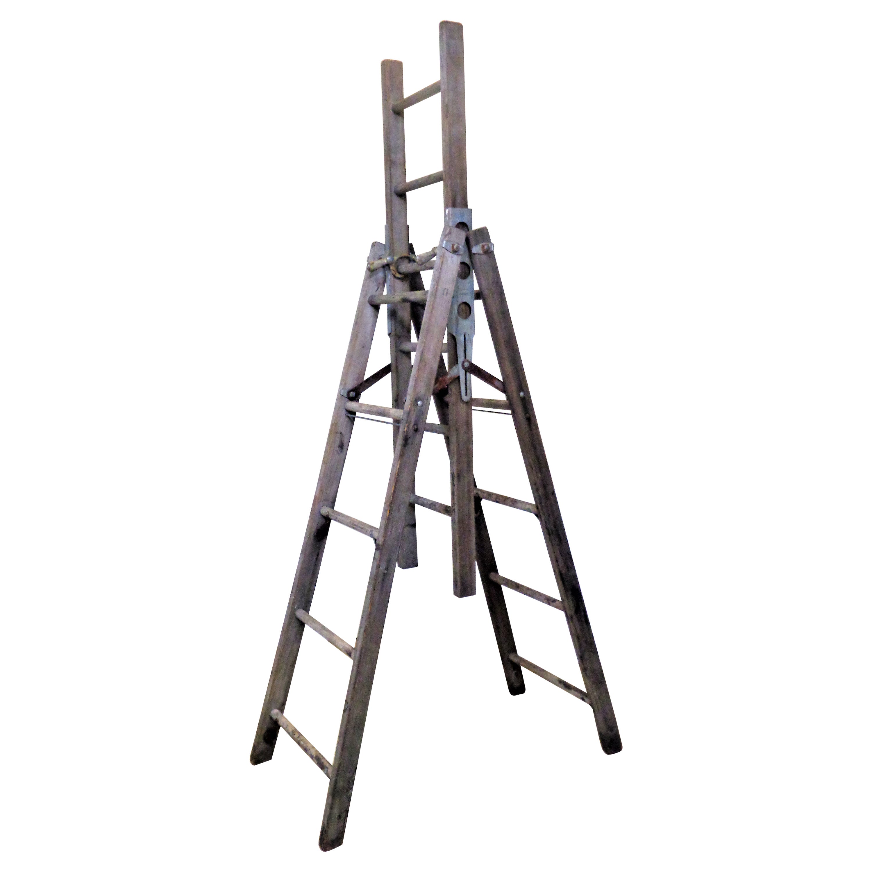 American Industrial A-Frame Extension Ladder at 1stDibs | a frame extension  ladder, a-frame extension ladder, a frame ladder with center extension