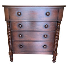 Vintage American Ralph Lauren Empire Style Carved Mahogany Highboy Chest of Drawers