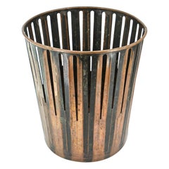 Antique Victorian Japanned Copper Factory Office Trash Can Wastebasket Industrial Loft