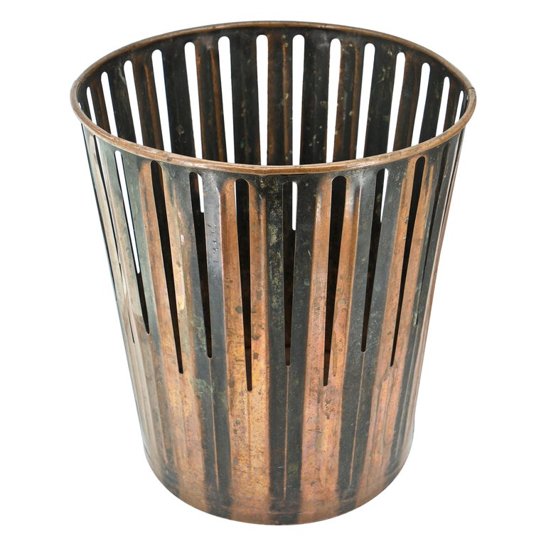 Victorian Japanned Copper Factory Office Trash Can Wastebasket Industrial  Loft at 1stDibs