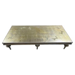 Eglomise Horse & Chariots Silver Leaf Table