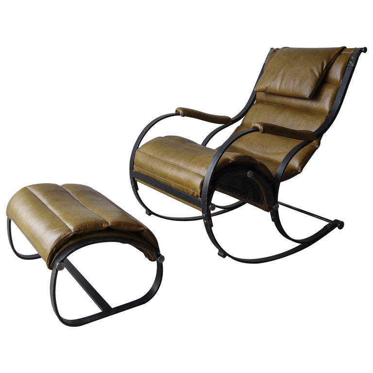 Antique RW Winfield Rocking Chair with Ottoman For Sale at 1stDibs