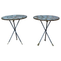 Vintage 1970's Italian Arrow Side Tables with Resin Tops
