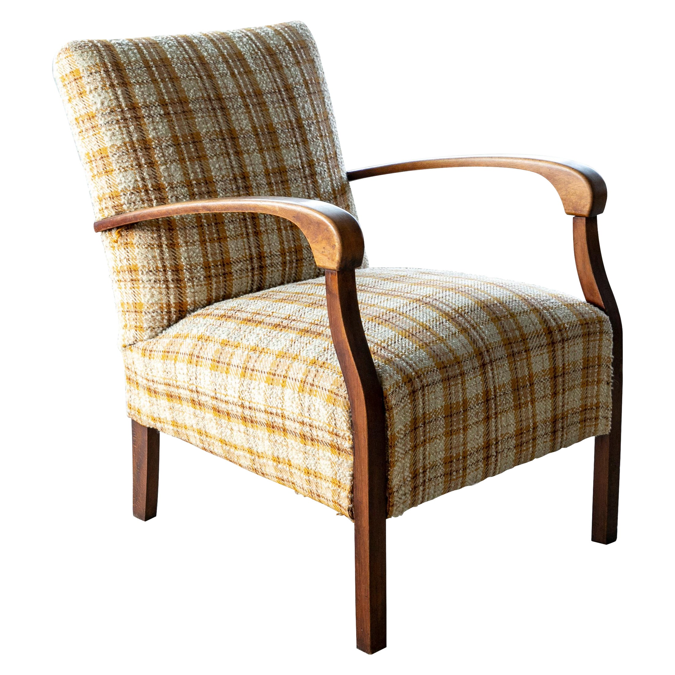 Danish Early Midcentury or Art Deco Lounge Chair in Stained Mahogany For Sale