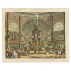 Antique Print of the Majolica Fountain in the International Exhibition, 1862