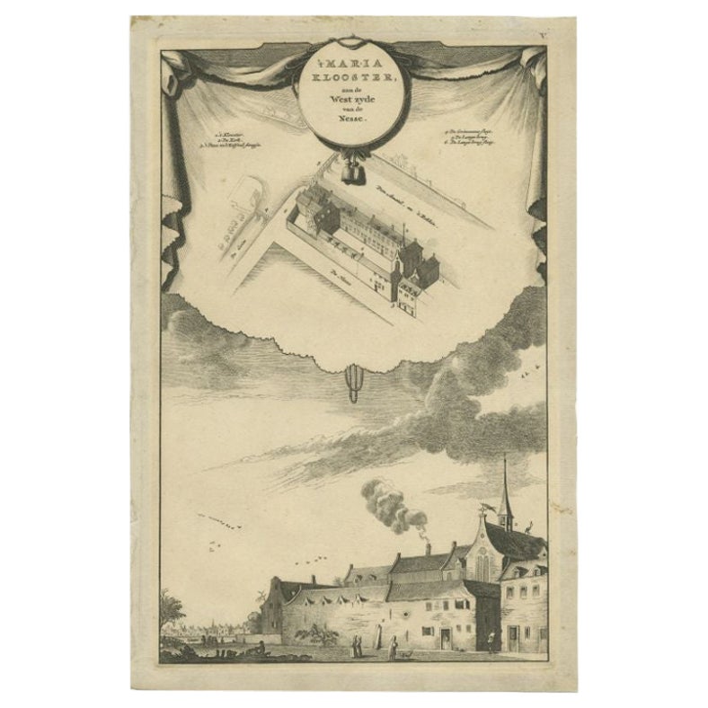 Antique Print of the Maria Monastery by Wagenaar, c.1760 For Sale