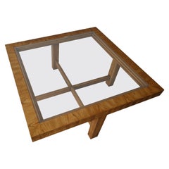 Vintage Oak and Glass Coffee Table