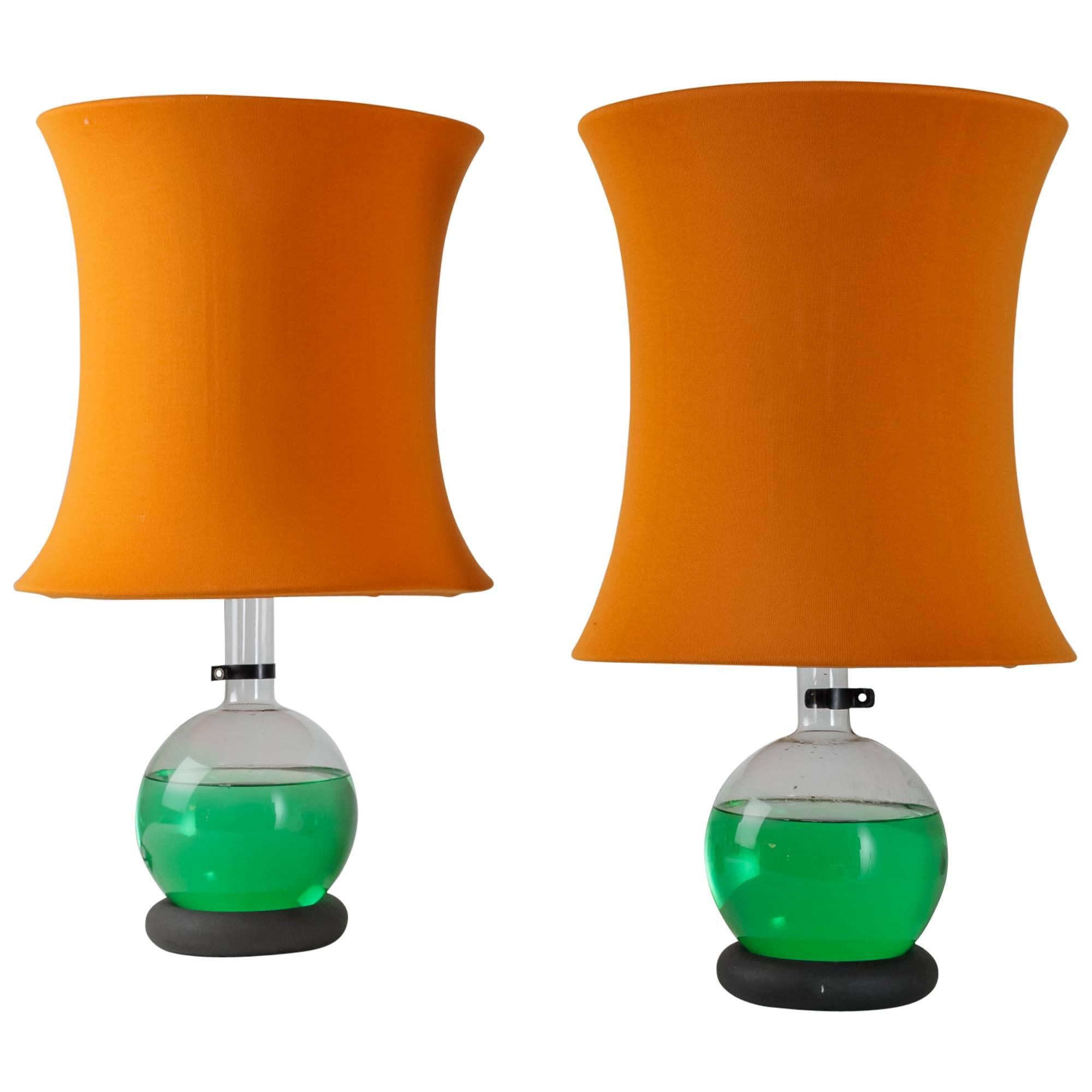 Pair of Lotus Lamps with Adjustable Colour Liquid, Italy, 1960s For Sale