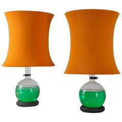 Pair of Lotus Lamps with Adjustable Colour Liquid, Italy, 1960s