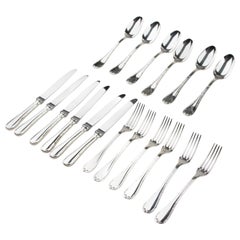 18-Piece Set of Silver-Plated Flatware by Christofle France Model Rubans