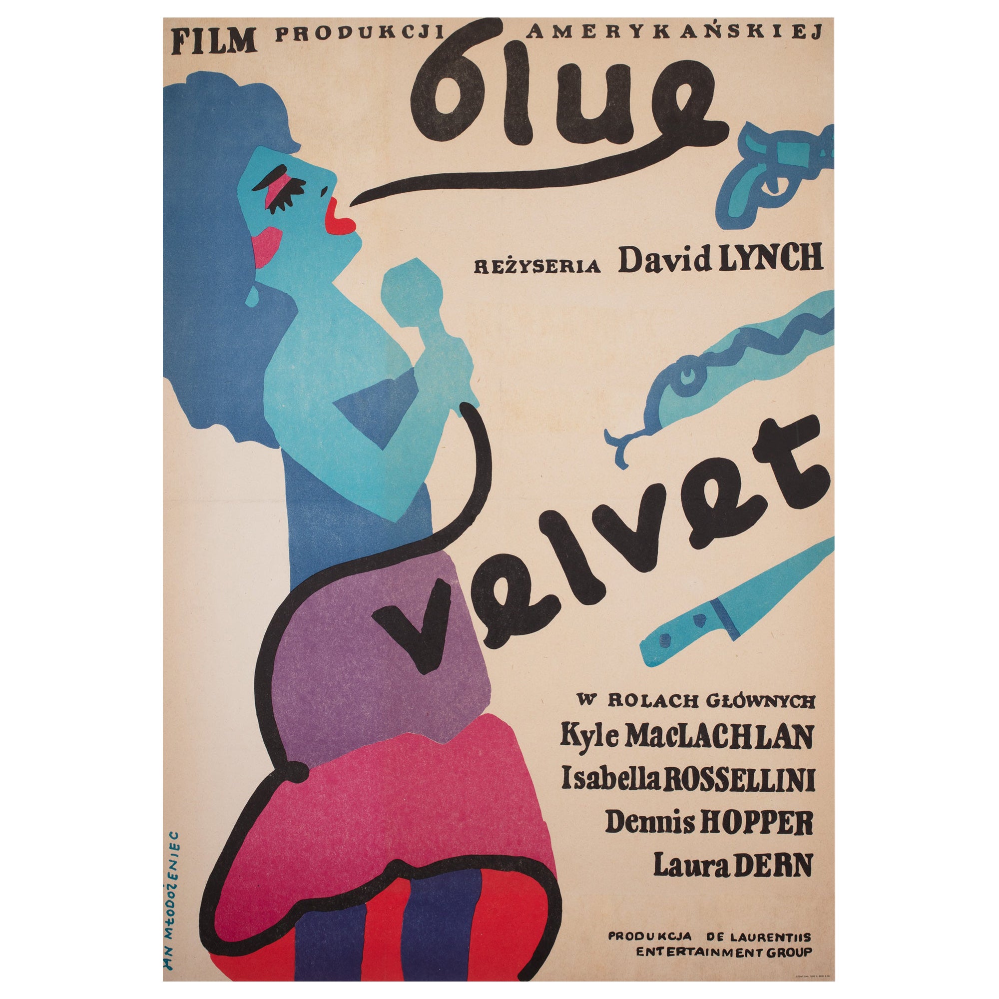 Blue Velvet, Polish Film Movie Poster, Jan Mlodozeniec, 1987