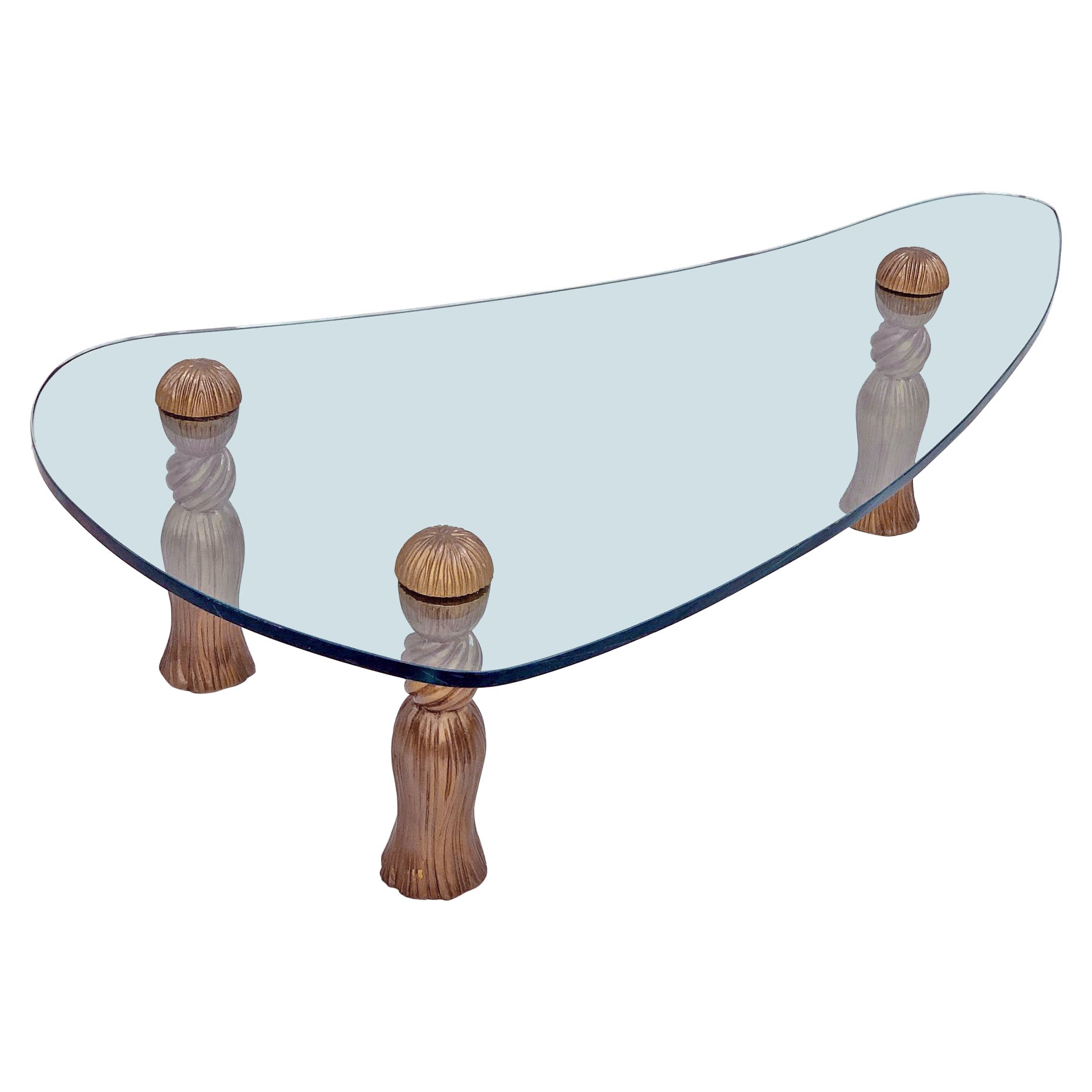 Arthur Court Biomorphic Glass Tassel Coffee Table For Sale
