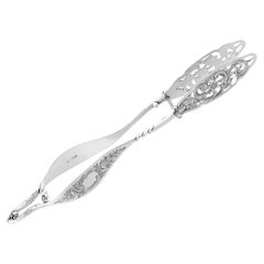 Antique Victorian Sterling Silver Serving Tongs