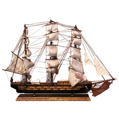 Retro Mid-Century Spanish Carved Armada Style Model Ship the "Fragata Espanola, 1780"