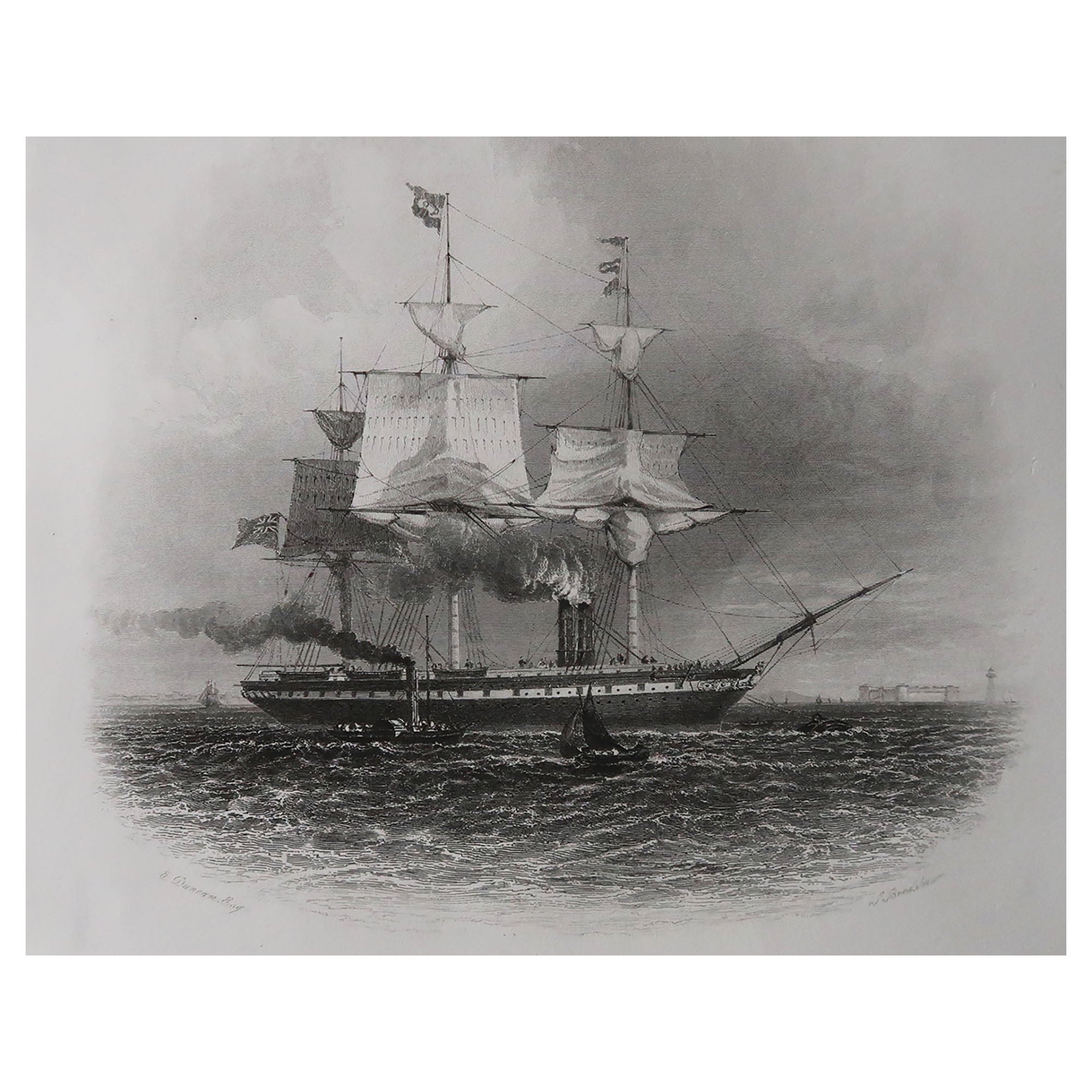Original Antique Marine Print, the S.S Great Britain, 1853