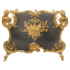 Special Late 19th Century Bronze Firescreen by Maison Bouhon Frères for Linke