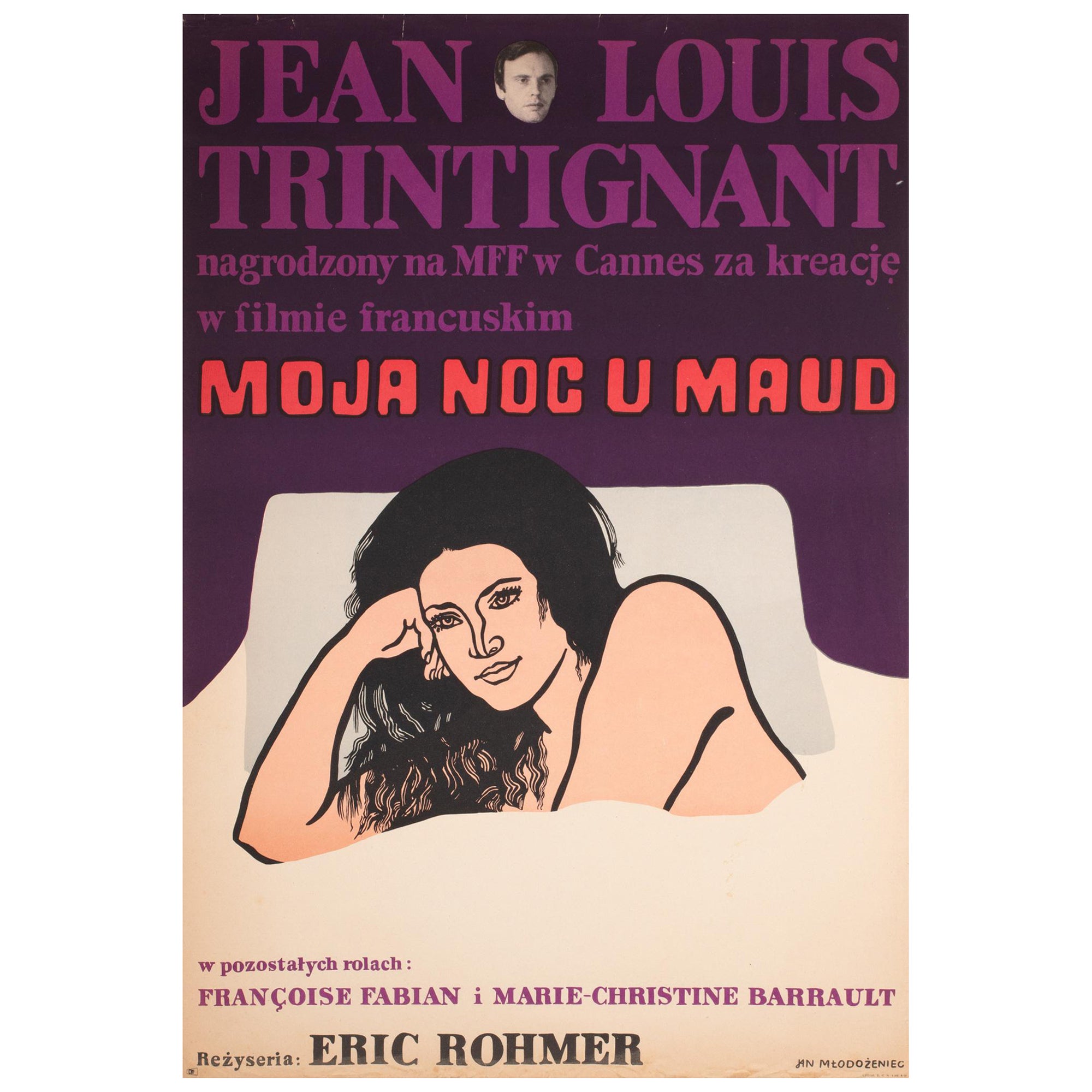 My Night with Maud, Polish Film Movie Poster, Mlodozeniec, 1969