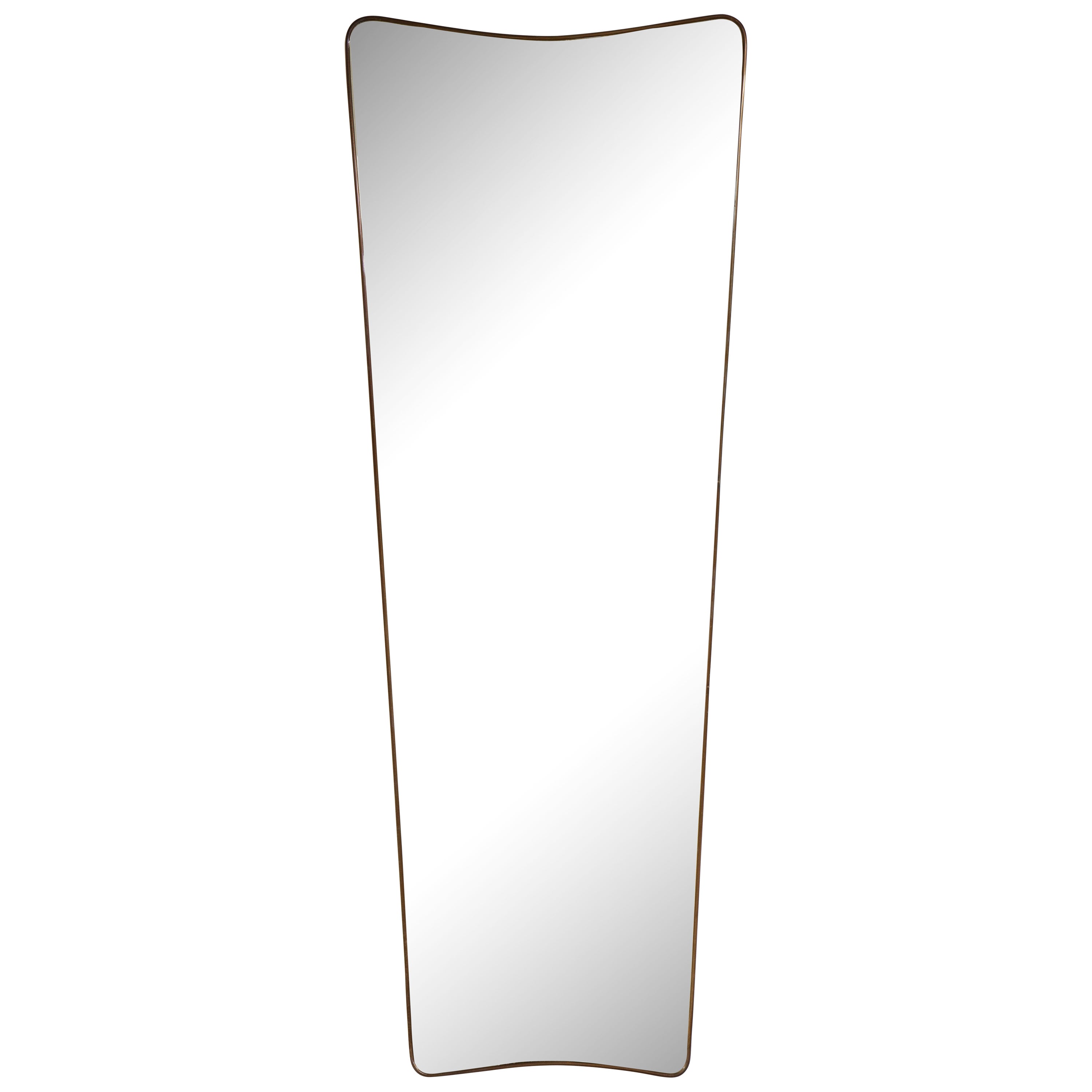 Modernist Italian 1950's Shaped Brass Mirror For Sale