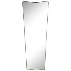 Retro Modernist Italian 1950's Shaped Brass Mirror