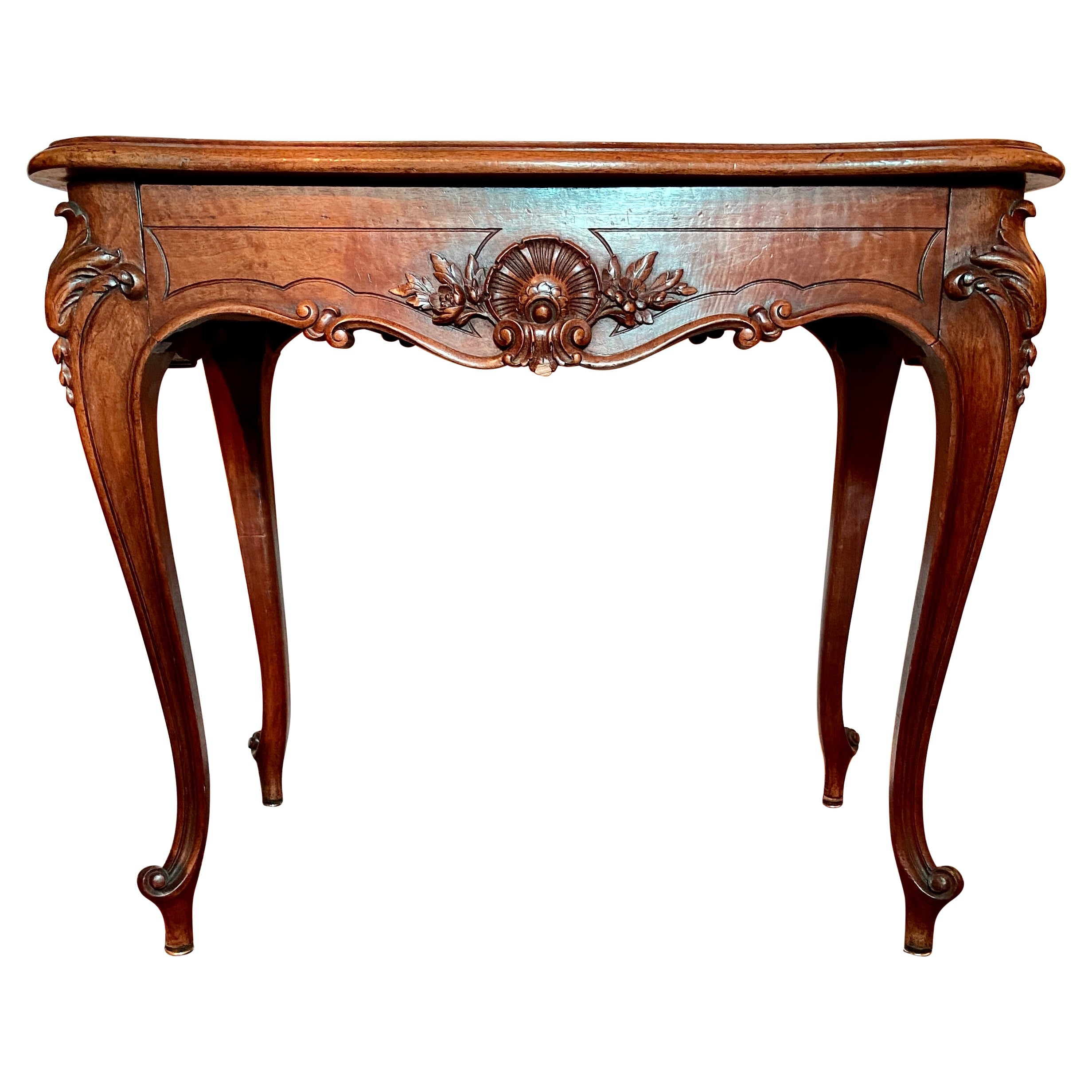 Antique French Carved Walnut Occasional Table, Circa 1860