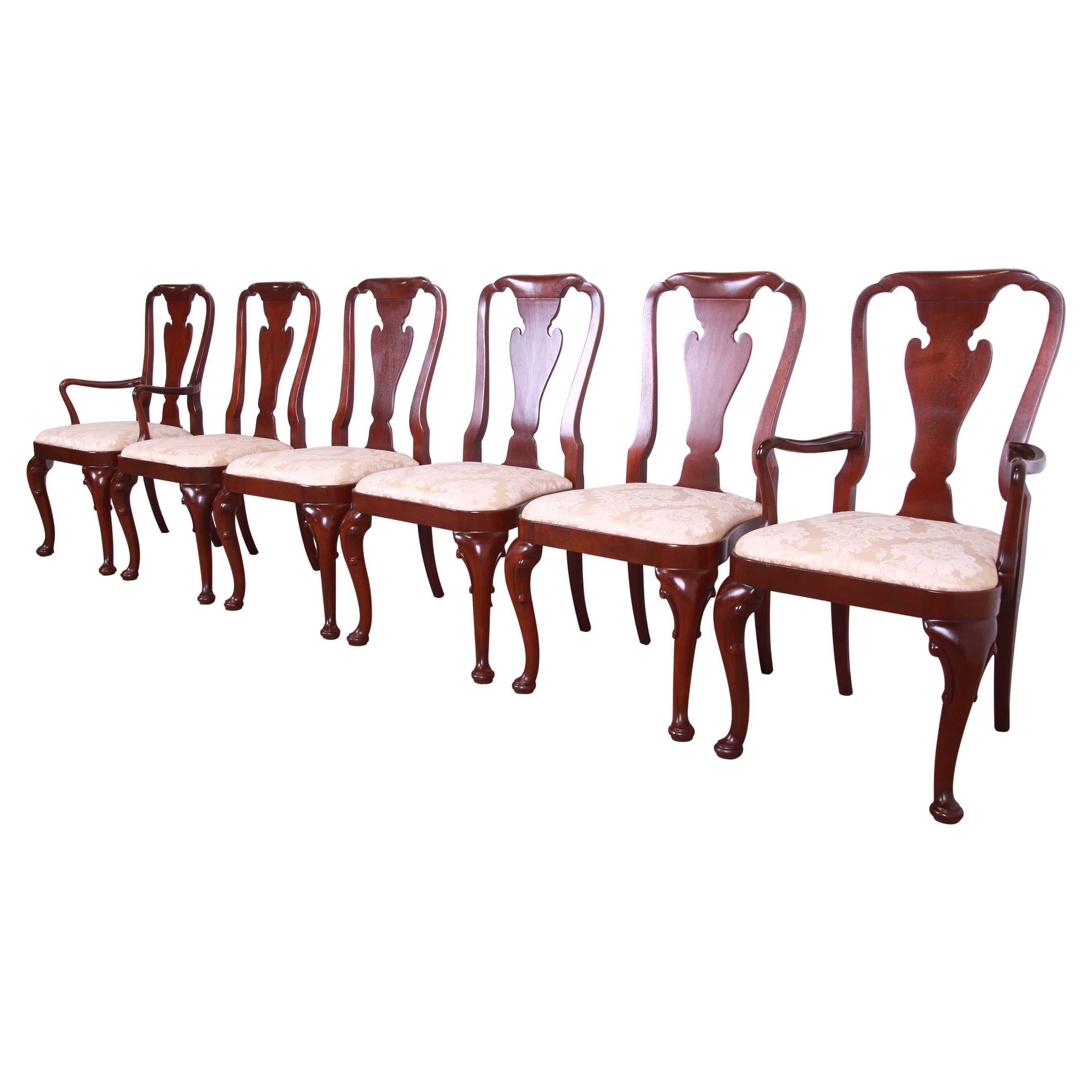 Baker Furniture Historic Charleston Queen Anne Carved Mahogany Dining Chairs For Sale